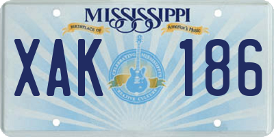 MS license plate XAK186