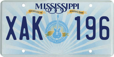 MS license plate XAK196