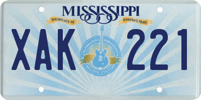 MS license plate XAK221