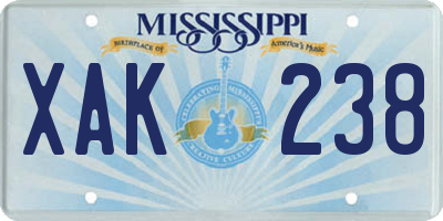 MS license plate XAK238