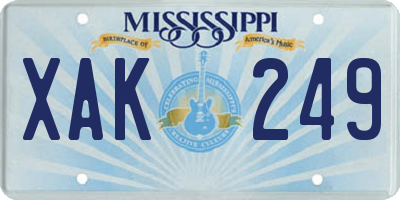 MS license plate XAK249