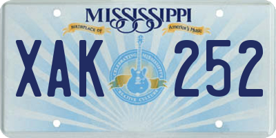MS license plate XAK252