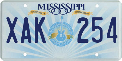 MS license plate XAK254