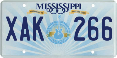 MS license plate XAK266