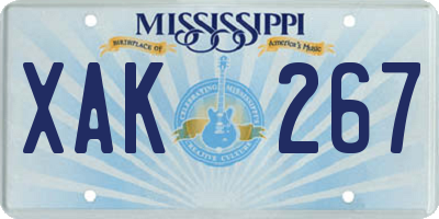 MS license plate XAK267