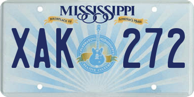MS license plate XAK272