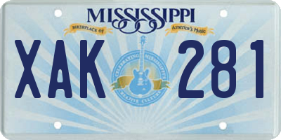 MS license plate XAK281