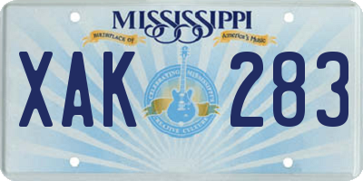 MS license plate XAK283