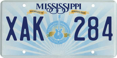 MS license plate XAK284