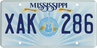 MS license plate XAK286
