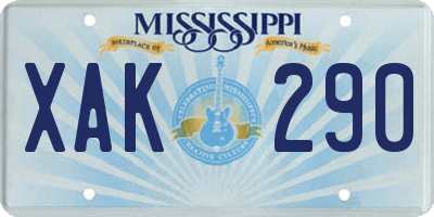 MS license plate XAK290