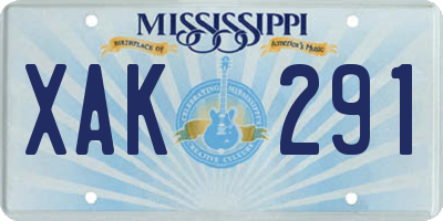MS license plate XAK291