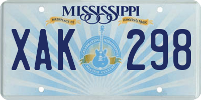 MS license plate XAK298