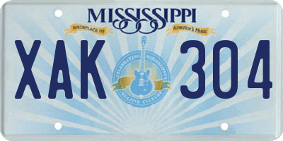 MS license plate XAK304