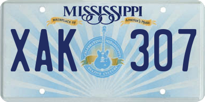MS license plate XAK307