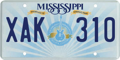 MS license plate XAK310