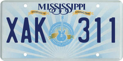 MS license plate XAK311