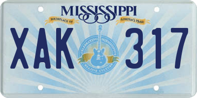 MS license plate XAK317