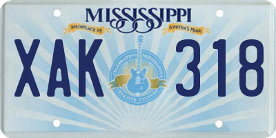 MS license plate XAK318