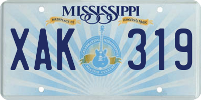 MS license plate XAK319