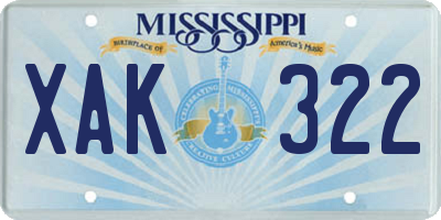 MS license plate XAK322