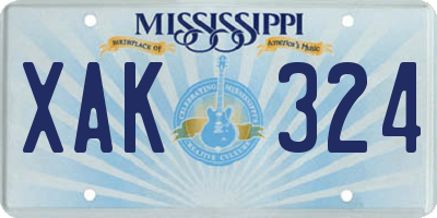MS license plate XAK324
