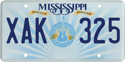 MS license plate XAK325