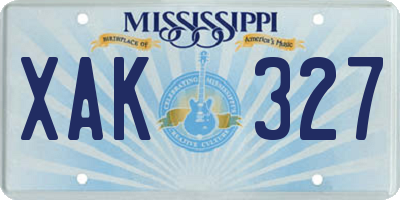 MS license plate XAK327
