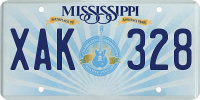MS license plate XAK328