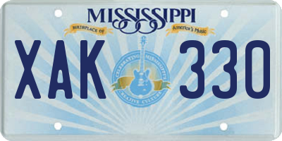 MS license plate XAK330