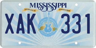 MS license plate XAK331
