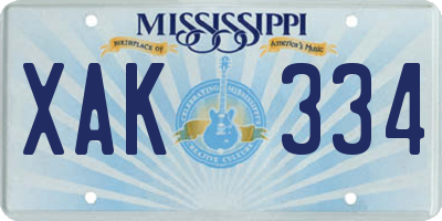 MS license plate XAK334