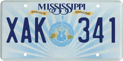 MS license plate XAK341