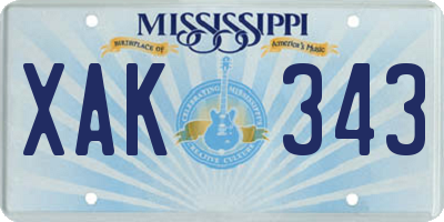 MS license plate XAK343