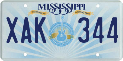 MS license plate XAK344