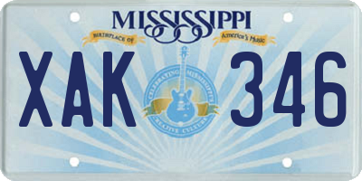 MS license plate XAK346