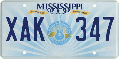 MS license plate XAK347
