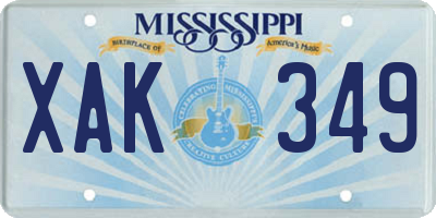 MS license plate XAK349