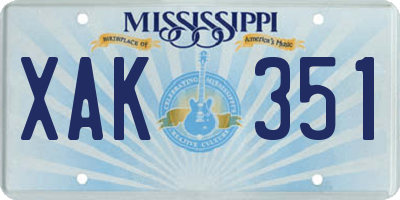 MS license plate XAK351