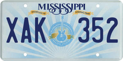 MS license plate XAK352