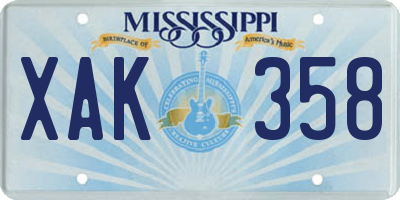 MS license plate XAK358