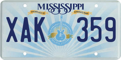 MS license plate XAK359