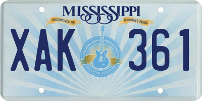 MS license plate XAK361