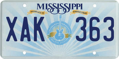 MS license plate XAK363