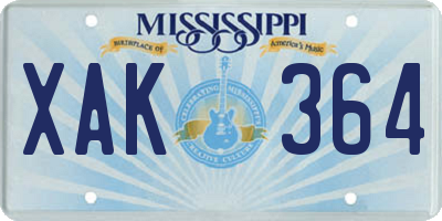 MS license plate XAK364