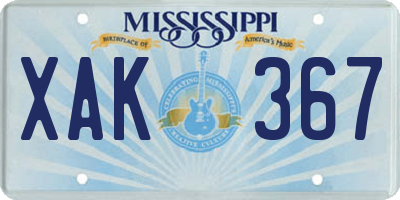 MS license plate XAK367