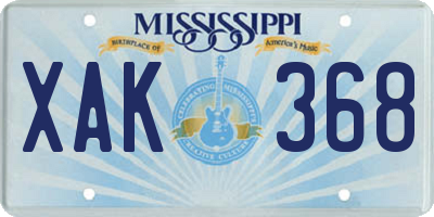 MS license plate XAK368