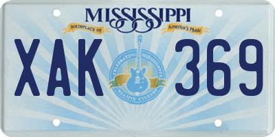 MS license plate XAK369