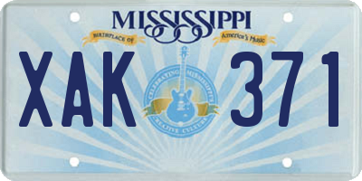 MS license plate XAK371