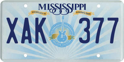MS license plate XAK377